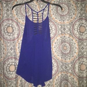 Blue backless top